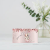 シックなカップケーキマカロンバラ金ゴールドドリップ 名刺 (スタンド正面)