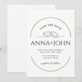 シックなカップルのミニマリストと金ゴールド結婚式招待状 招待状 (正面/裏面)