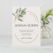 シックなカップルの緑と金ゴールド結婚式招待状 招待状 (スタンド正面)
