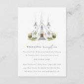 シックなカトリックの水彩教会の結婚披露宴 エンクロージャーカード (正面)