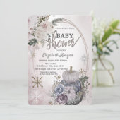 シックなカボチャBohoフラワーベビーシャワー 招待状 (スタンド正面)