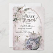 シックなカボチャBohoフラワーベビーシャワー 招待状 (正面)