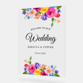 シックなカラフルの明るい結婚ワイルドフラワーの歓迎 アクリルサイン (傾斜)