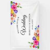 シックなカラフルの明るい結婚ワイルドフラワーの歓迎 横断幕 (縦)