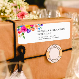 シックなカラフルの明るい結婚ワイルドフラワー ラベル