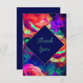 シックなカラフルの明結婚るい花 サンキューカード (正面/裏面)