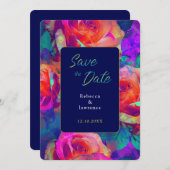 シックなカラフルの明結婚るい花 セーブザデート (正面/裏面)