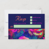 シックなカラフルの明結婚るい花 出欠カード (正面)