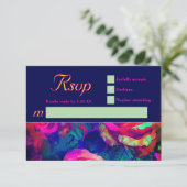 シックなカラフルの明結婚るい花 出欠カード (スタンド正面)