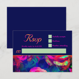 シックなカラフルの明結婚るい花 出欠カード