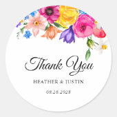 シックなカラフルの明結婚るい野感謝してい花のあなた ラウンドシール (正面)