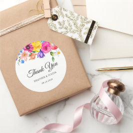 シックなカラフルの明結婚るい野感謝してい花のあなた ラウンドシール