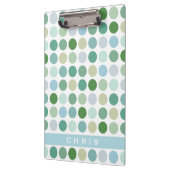 シックなカラフルグリーン水玉模様パターンモノグラム クリップボード (左)