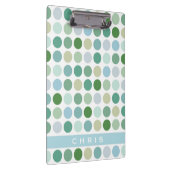 シックなカラフルグリーン水玉模様パターンモノグラム クリップボード (右)