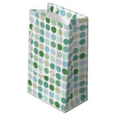 シックなカラフルグリーン水玉模様パターンモノグラム スモールペーパーバッグ (裏面アングル)