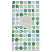 シックなカラフルグリーン水玉模様パターンモノグラム スモールペーパーバッグ (正面)