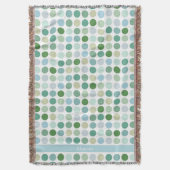 シックなカラフルグリーン水玉模様パターンモノグラム スローブランケット (正面縦)