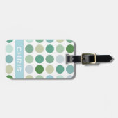 シックなカラフルグリーン水玉模様パターンモノグラム ラゲッジタグ (正面横)