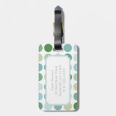 シックなカラフルグリーン水玉模様パターンモノグラム ラゲッジタグ (裏面縦)