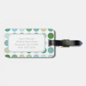 シックなカラフルグリーン水玉模様パターンモノグラム ラゲッジタグ (裏面横)