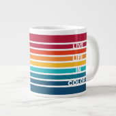 シックなカラフルストライプパターンドライブライフのカラー ジャンボコーヒーマグカップ (正面右)