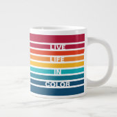 シックなカラフルストライプパターンドライブライフのカラー ジャンボコーヒーマグカップ (右)