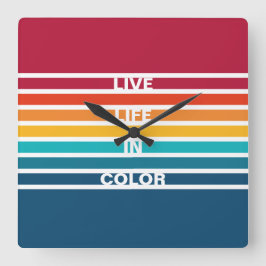 シックなカラフルストライプパターンドライブライフのカラー スクエア壁時計