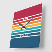 シックなカラフルストライプパターンドライブライフのカラー スクエア壁時計 (傾斜)