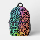 シックなカラフルヒョウ柄 プリントバックパック (正面)