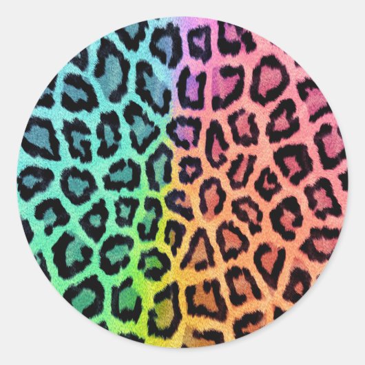 シックなカラフルヒョウ柄 ラウンドシール (正面)