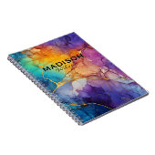 シックなカラフルフェイク金ゴールドグリッターマーリングモノグラム ノートブック (右側)