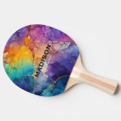 シックなカラフルフェイク金ゴールドグリッターマーリングモノグラム 卓球ラケット (横)