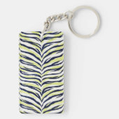 シックなカラフルブラック&イエローゼブラ印刷モノグラム キーホルダー (裏面)