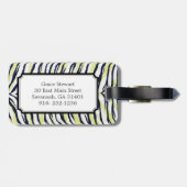 シックなカラフルブラック&イエローゼブラ印刷モノグラム ラゲッジタグ (裏面横)