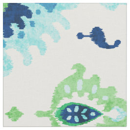 シックなカラフルブルーグリーンイカットの部族模様 ファブリック