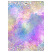 シックなカラフルユニコーン滴下グリッターモノグラム クリップボード (裏面)