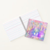 シックなカラフルユニコーン滴下グリッターモノグラム ノートブック (内部)