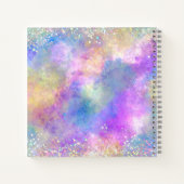 シックなカラフルユニコーン滴下グリッターモノグラム ノートブック (裏面)