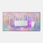 シックなカラフルユニコーン滴下グリッター デスクマット (キーボード&マウス)