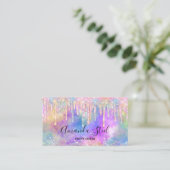 シックなカラフルユニコーン滴下グリッター 名刺 (スタンド正面)