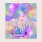 シックなカラフルユニコーン滴下グリッター 名刺 (外部フラット)