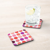 シックなカラフル水玉模様パターンモノグラム コースター (右側)