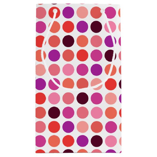 シックなカラフル水玉模様パターンモノグラム スモールペーパーバッグ (裏面)