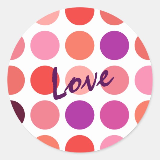 シックなカラフル水玉模様パターンモノグラム ラウンドシール (正面)