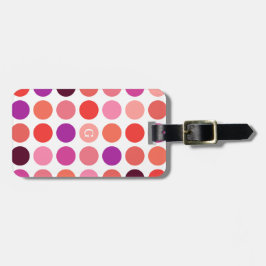 シックなカラフル水玉模様パターンモノグラム ラゲッジタグ