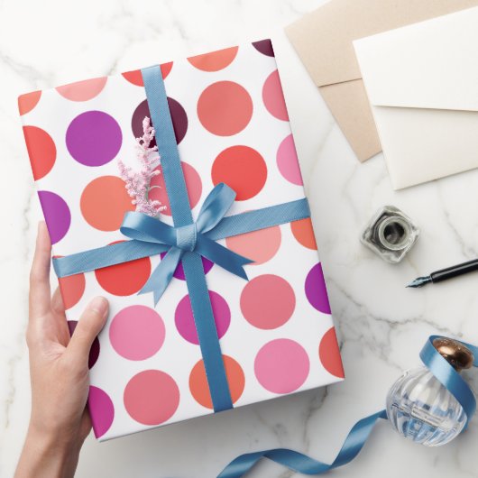 シックなカラフル水玉模様パターンモノグラム ラッピングペーパー (ギフト)