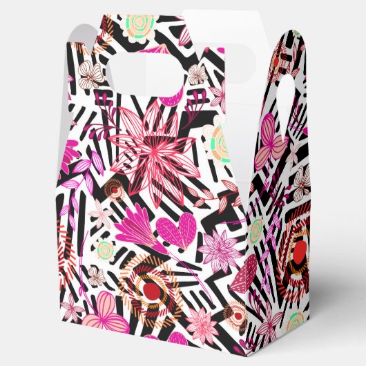 シックなカラフル白黒の花のパターンの好意ボー フェイバーボックス (オープン)