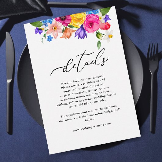 シックなカラフル結婚の野花の詳細 エンクロージャーカード