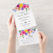シックなカラフル結婚の野花 オールインワン招待状 (貼ってはがせる)