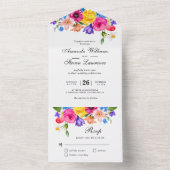 シックなカラフル結婚の野花 オールインワン招待状 (内側)
